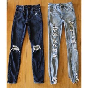 American Eagle Distressed Denim Jeans Lot (2) Size 0 Regular